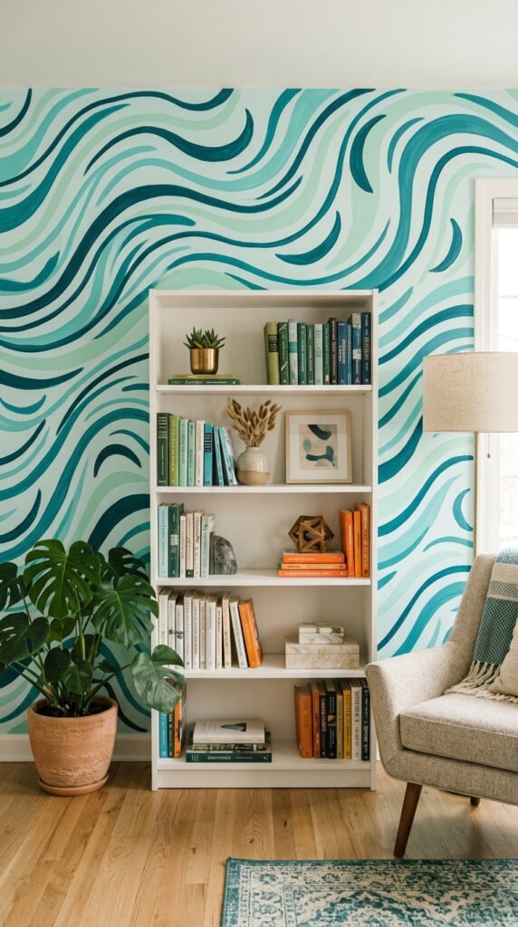 024 image prompt a wall with an abstract wave pattern 