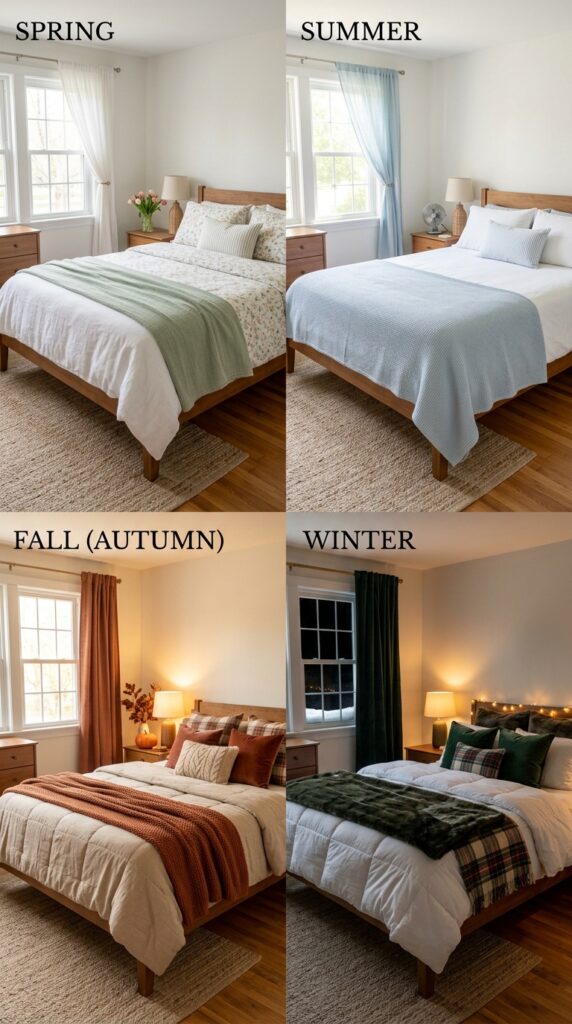 025 a bedroom photographed across four different seaso