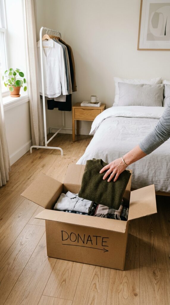 025 image prompt a bedroom with a cardboard box on the