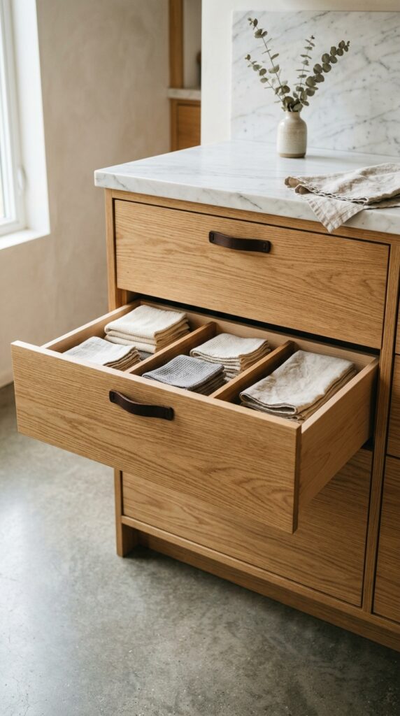 10 a close up of a stack of three deep drawer front c