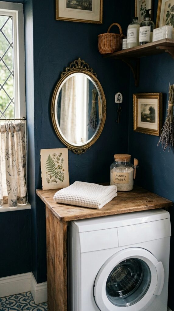 10 a small laundry nook with a vintage style oval bra