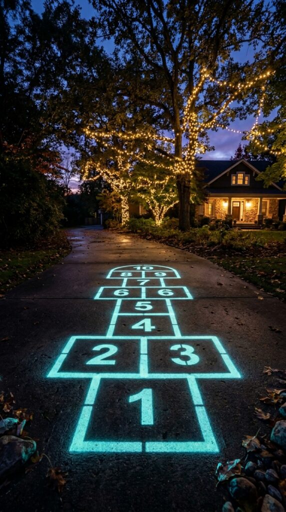 10 driveway hopscotch painted with glow in the dark p