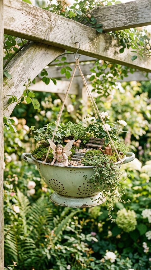 10 image prompt a vintage metal colander in pale sage