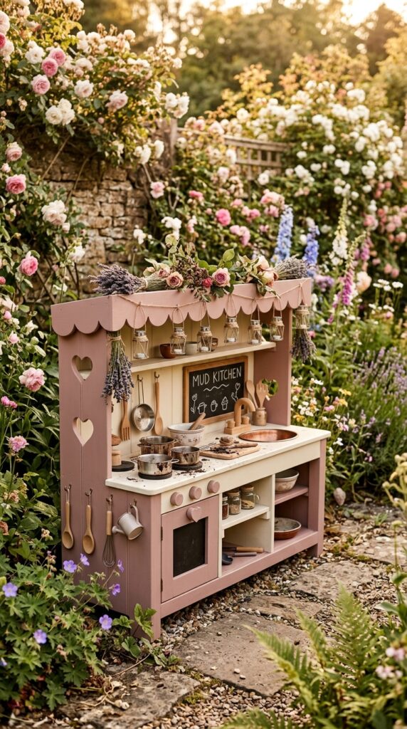 12 Simple Mud Kitchen Ideas for a Fun Play Area 10 image prompt a whimsical childrens mud kitchen pai