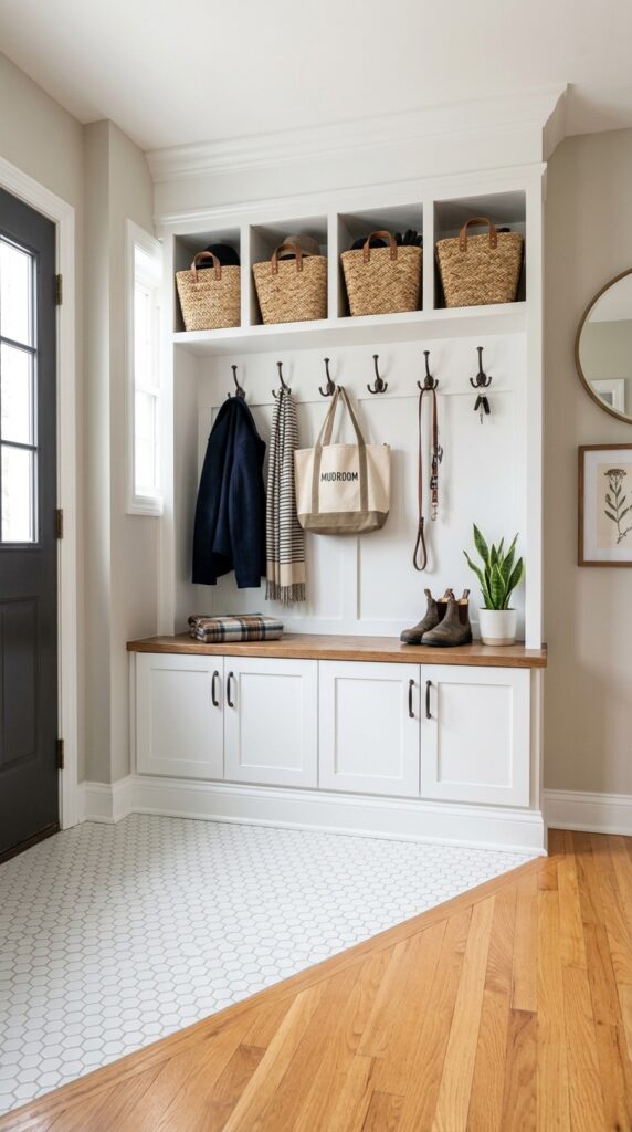 10 image prompt a diy mudroom wall unit that mimics b