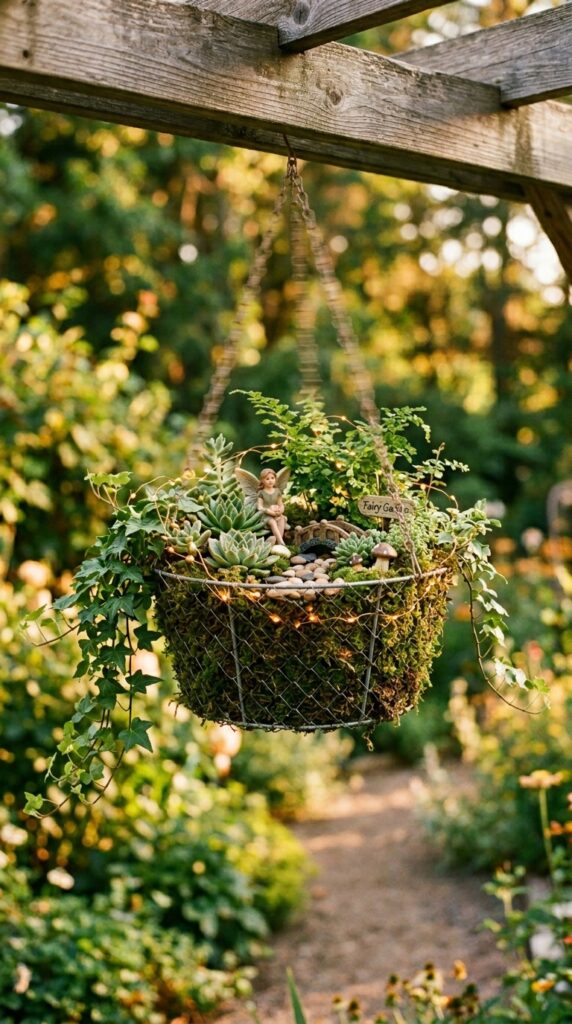 11 a close up of a small wire hanging basket repurpos