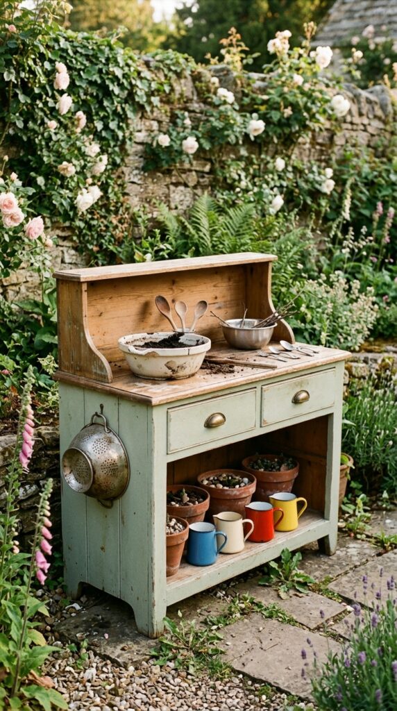 11 image prompt a small antique pine dresser with the