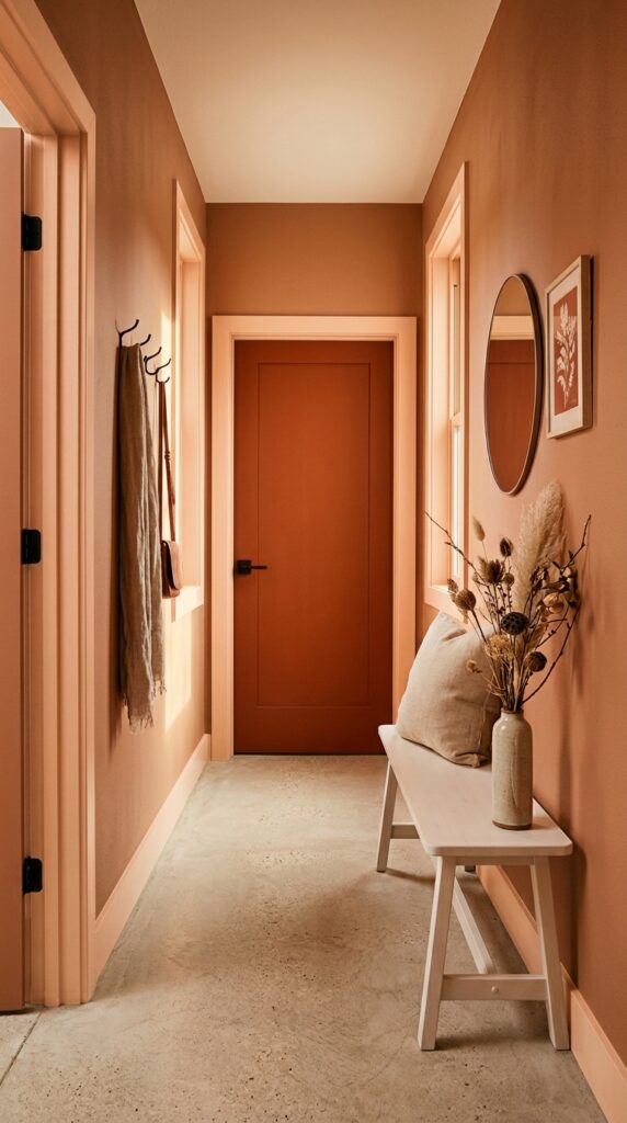 11 image prompt a narrow entryway hallway where walls