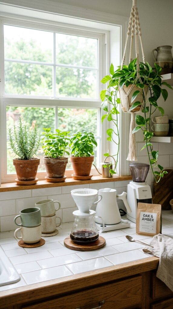 12 a bright plant forward home coffee bar on a white 