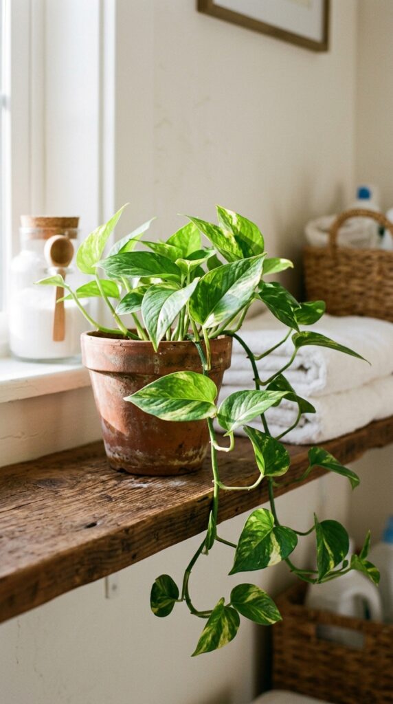12 a close up at 50mm of a small trailing pothos plan