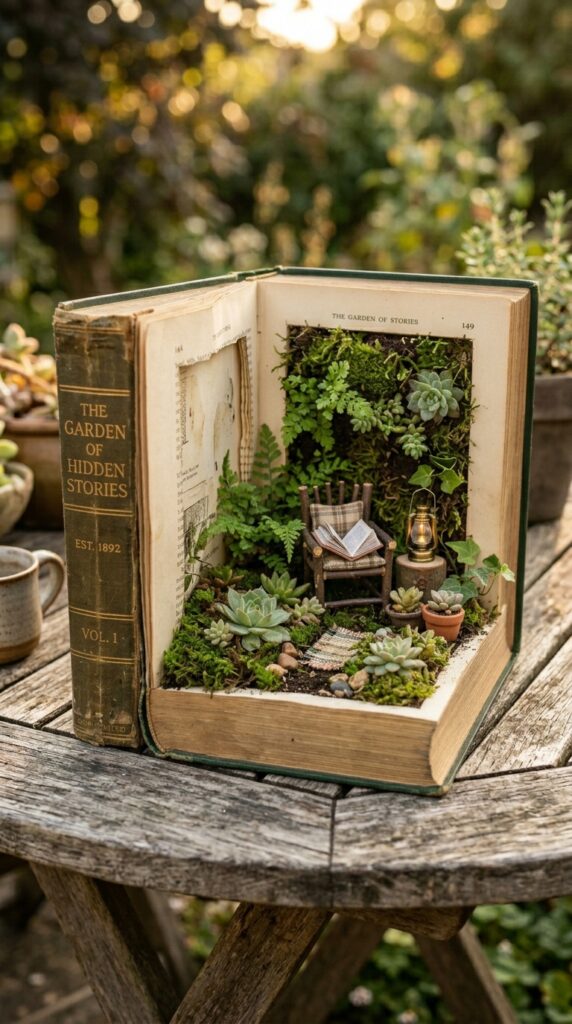 12 a close up of a large hardcover book lying open an