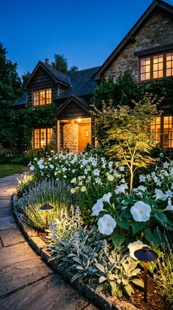 12 a magical photograph of a corner flower bed at blu