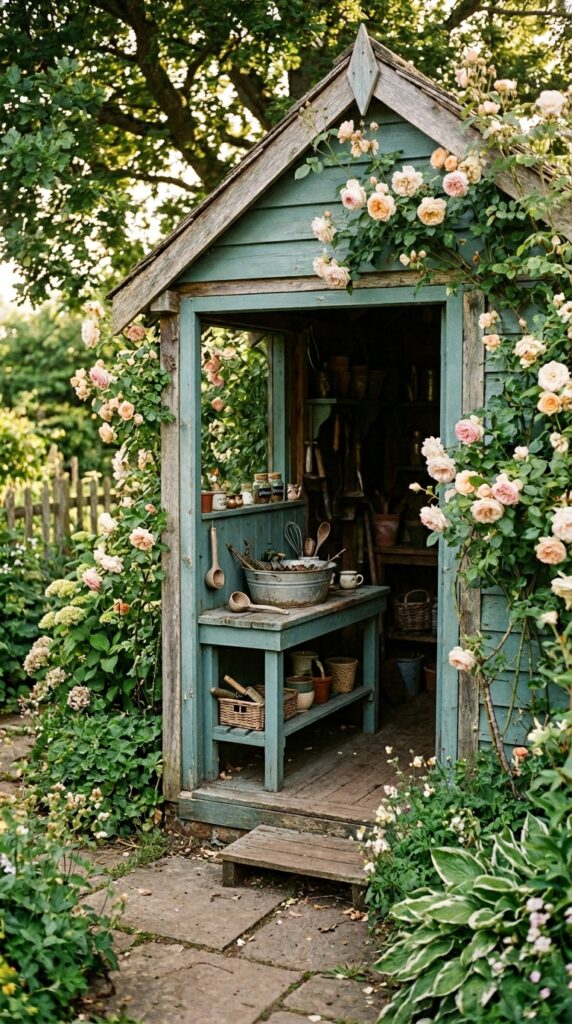 12 Easy Mud Kitchen Ideas for a Small Backyard 12 a narrow mud kitchen built into the threshold of a