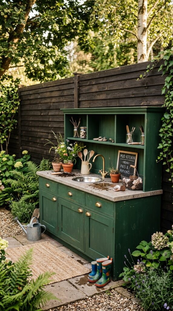 12 Simple Mud Kitchen Ideas for a Fun Play Area 12 image prompt a full size timber kitchen cabinet un