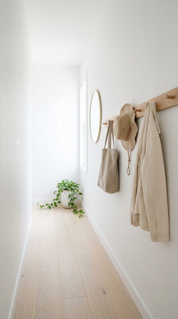 12 image prompt a beautifully minimal narrow hallway 