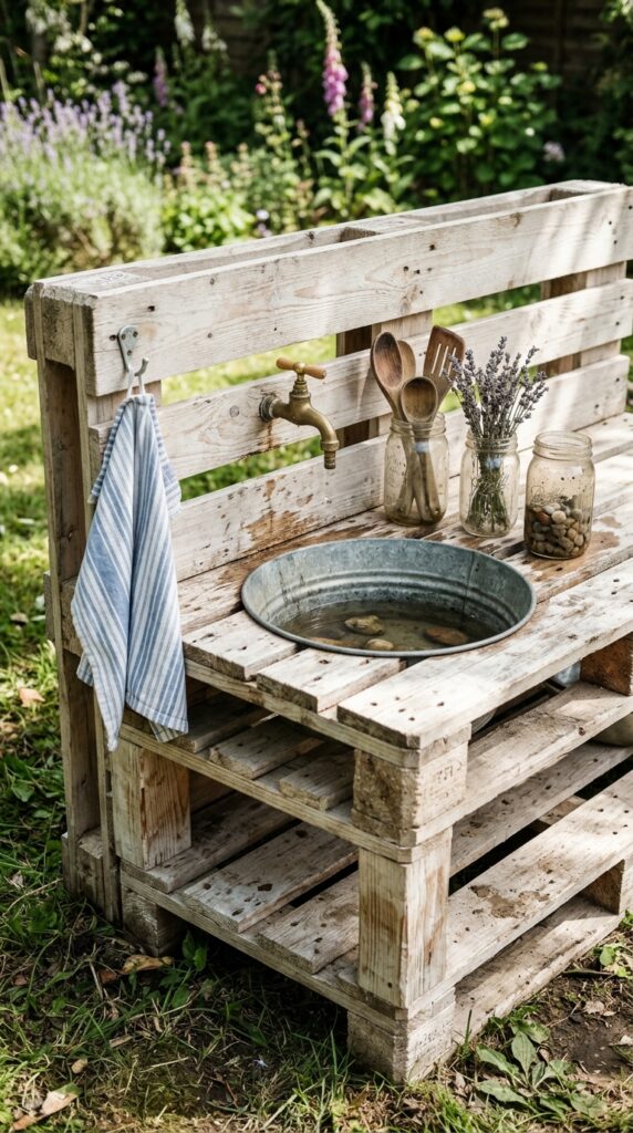 1 a close up angled shot of a rustic mud kitchen bui