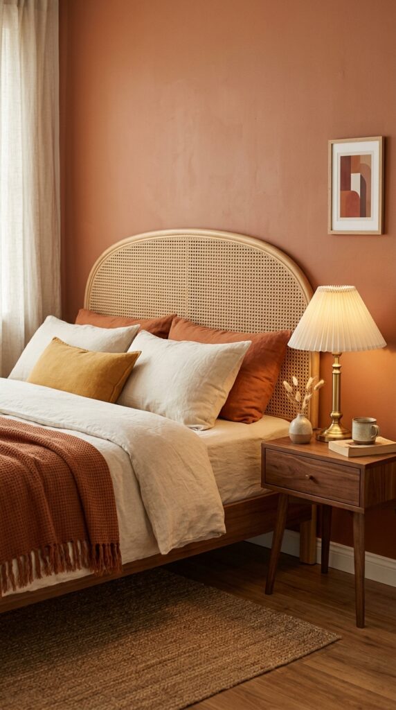 12 Retro Bedroom Ideas With A Modern Stylish Twist 1 a close up eye level photograph of a bedroom corne