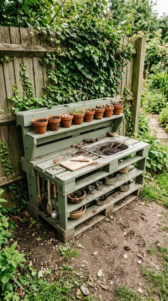 12 Simple Mud Kitchen Ideas for a Fun Play Area 1 image prompt a rustic outdoor childrens mud kitche