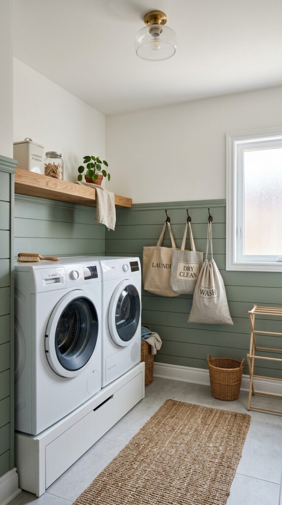 2 a medium wide shot of a laundry room with shiplap 