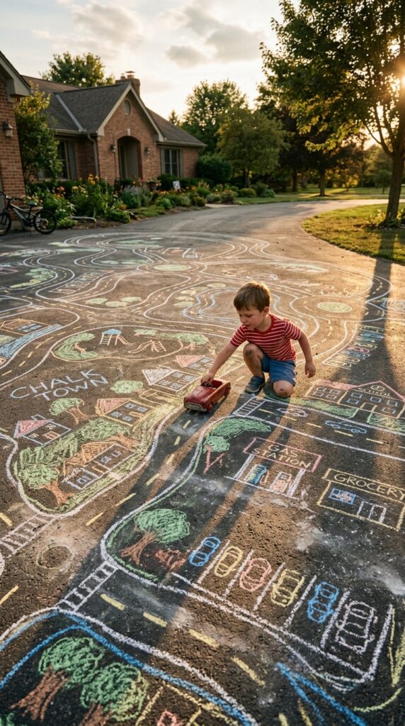 2 a sprawling chalk drawn road system winding across