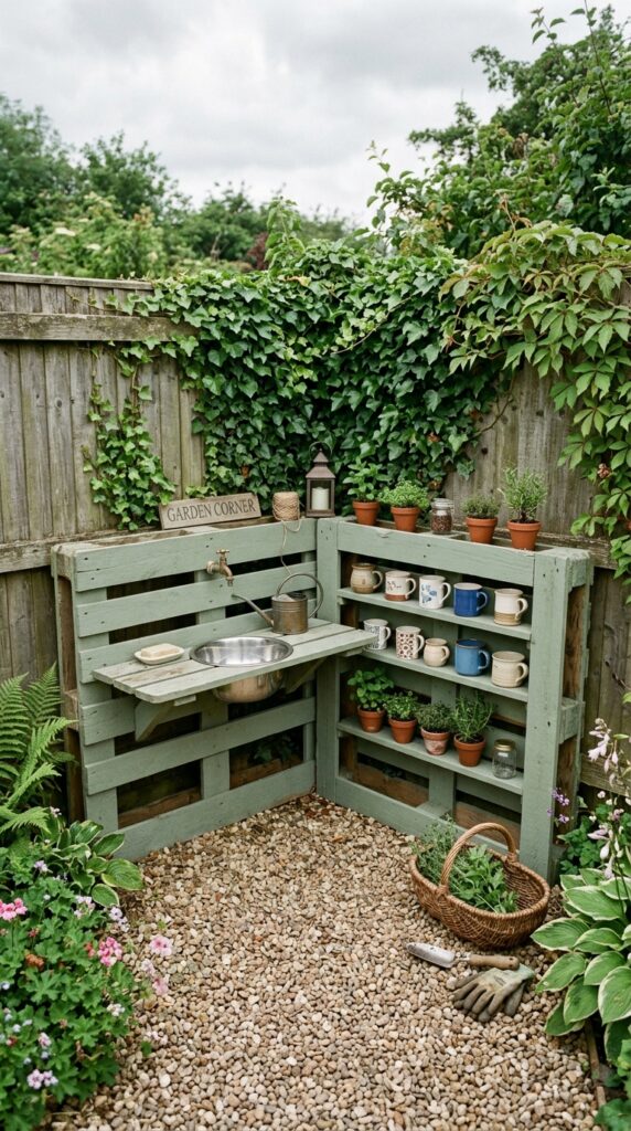 2 a wide angle outdoor shot of two pallets joined at
