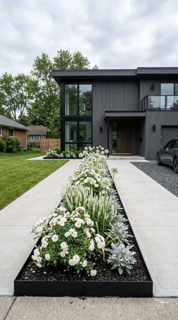 2 image prompt a clean architectural front yard with