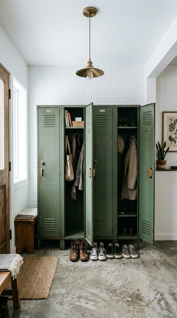 2 image prompt two vintage style metal school locker