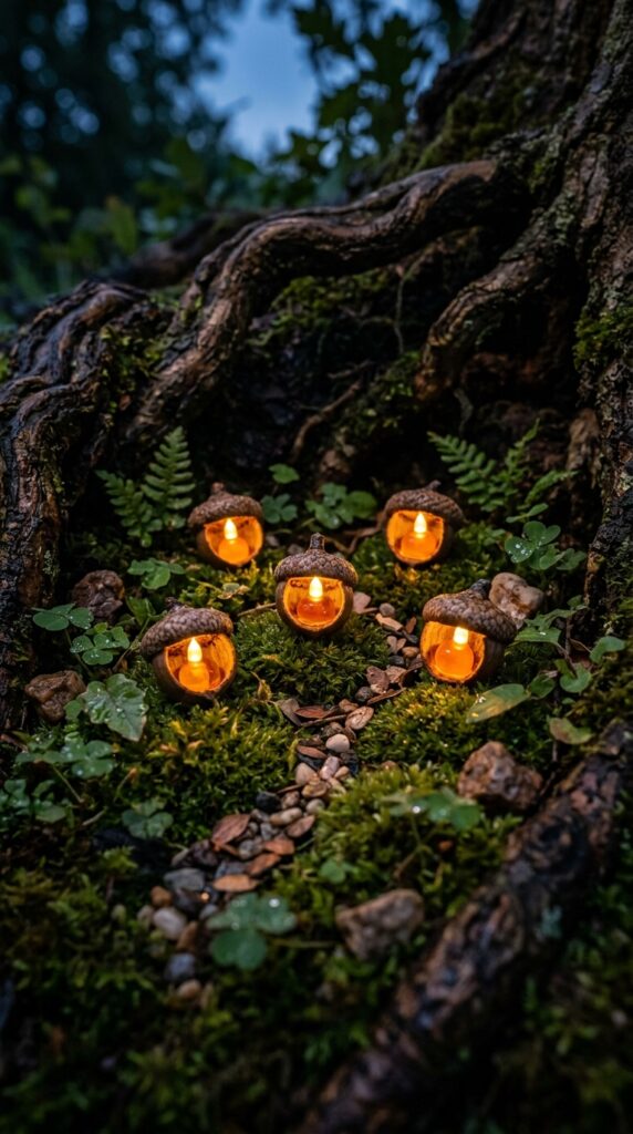 3 a close up macro shot of a miniature fairy garden 