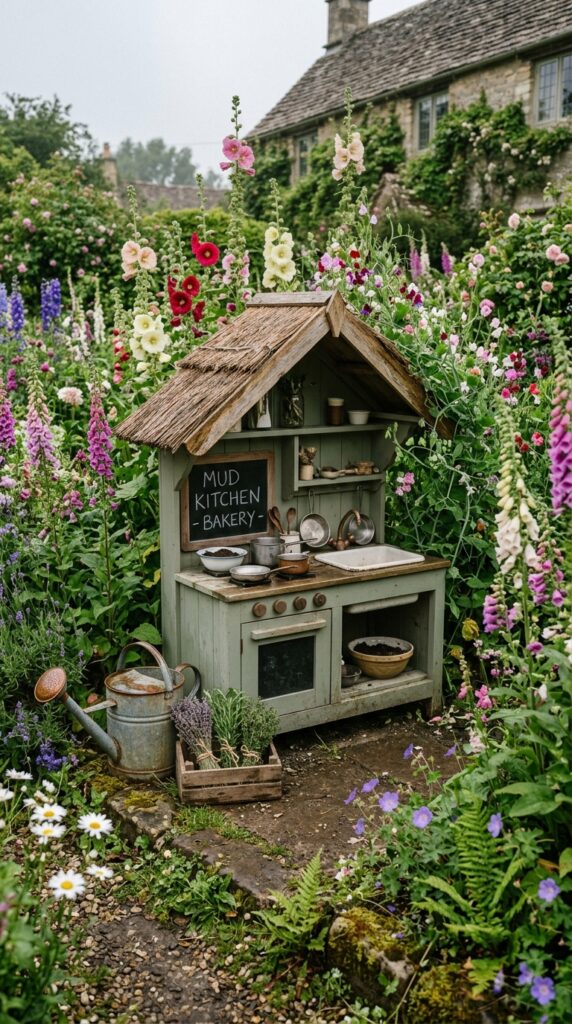 3 a wooden mud kitchen painted dusty sage green comp