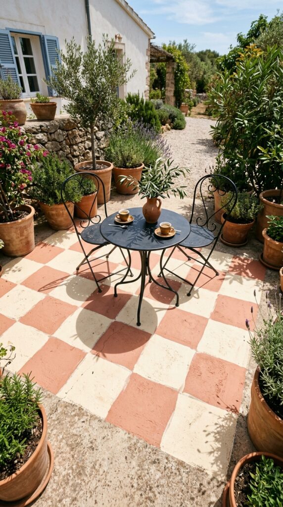 12 Backyard Patio Ideas On A Budget That Look Stylish 3 an overhead angled shot of a small concrete patio