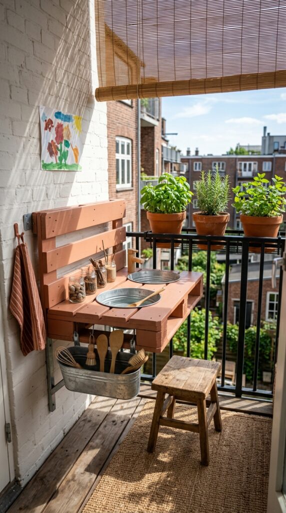 5 a compact mud kitchen tucked into the corner of a 