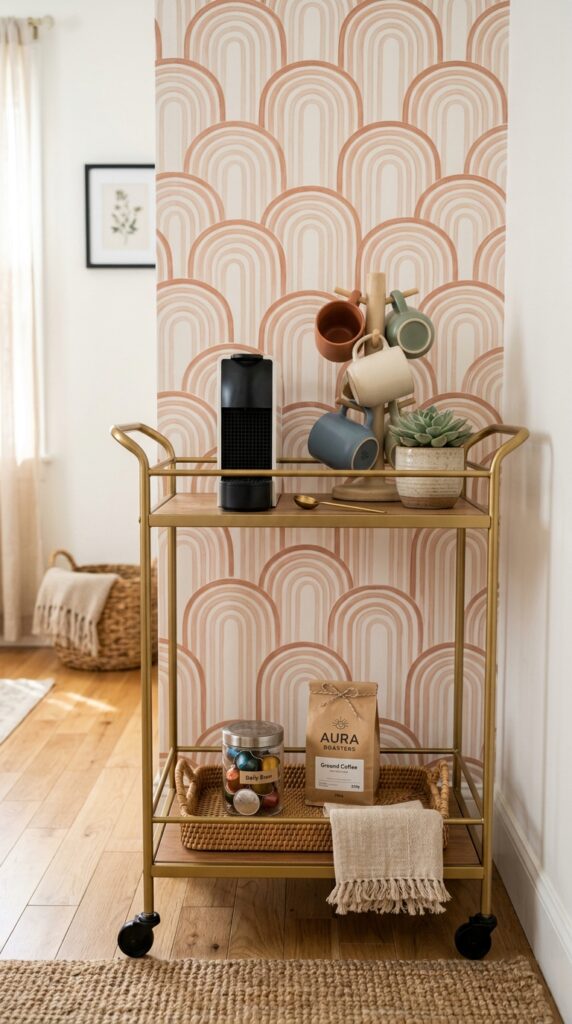 5 a slim two tier gold frame bar cart styled as a co