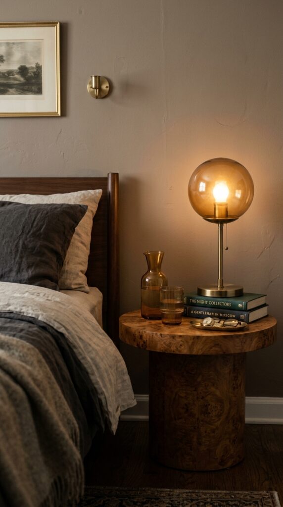 12 Retro Bedroom Ideas With A Modern Stylish Twist 5 a styled vignette of a vintage modern nightstand c