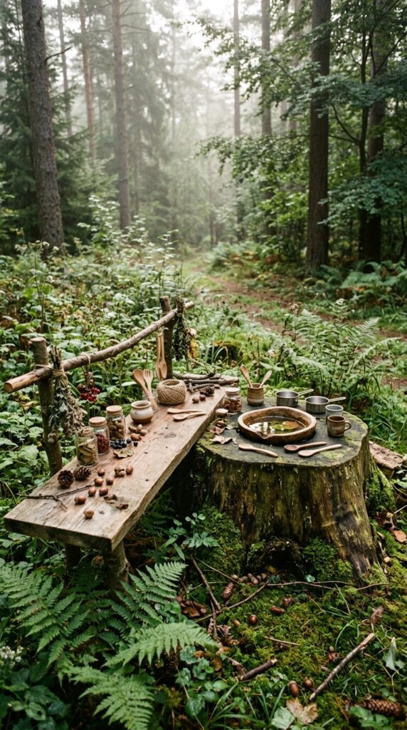 5 a whimsical outdoor play kitchen built around a fl
