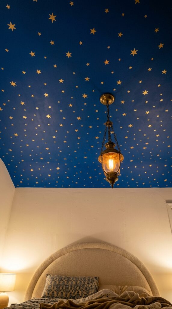 5 image prompt looking up at a bedroom ceiling paint