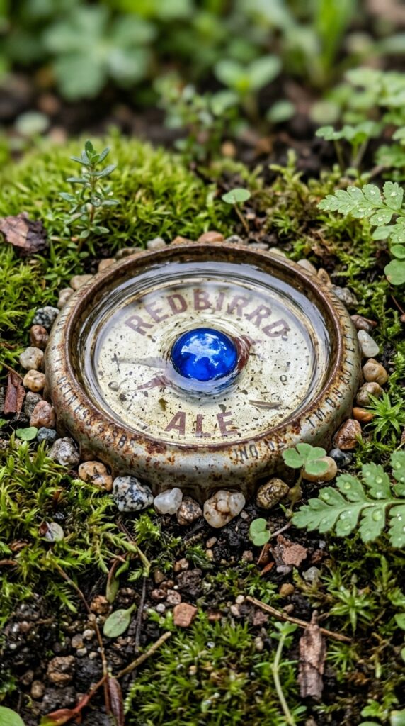 6 a macro close up of a miniature fairy pond made fr
