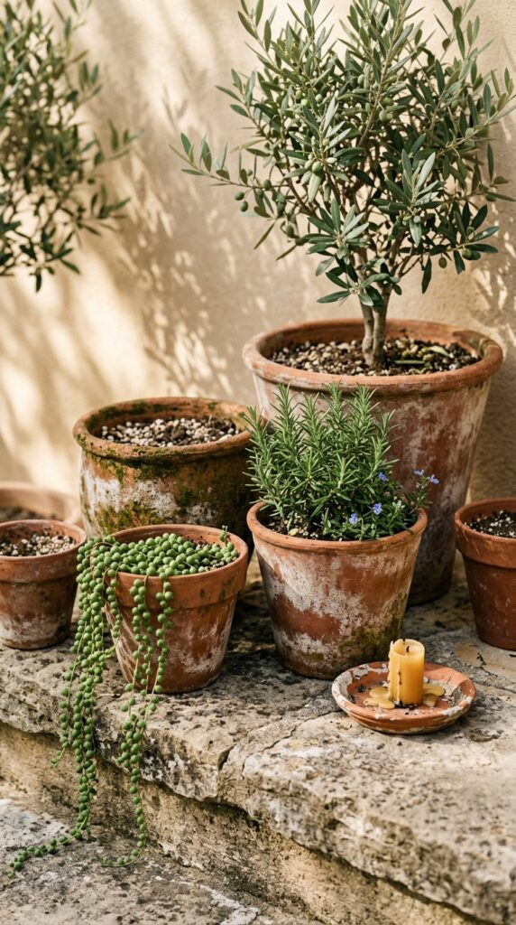 12 Backyard Patio Ideas On A Budget That Look Stylish 6 a styled close up of a cluster of terracotta pots