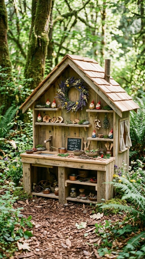 6 a whimsical mud kitchen styled like a tiny woodlan