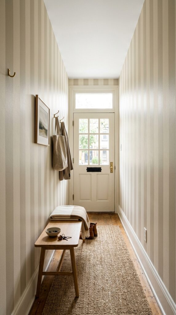 6 image prompt a narrow entryway hallway with walls 