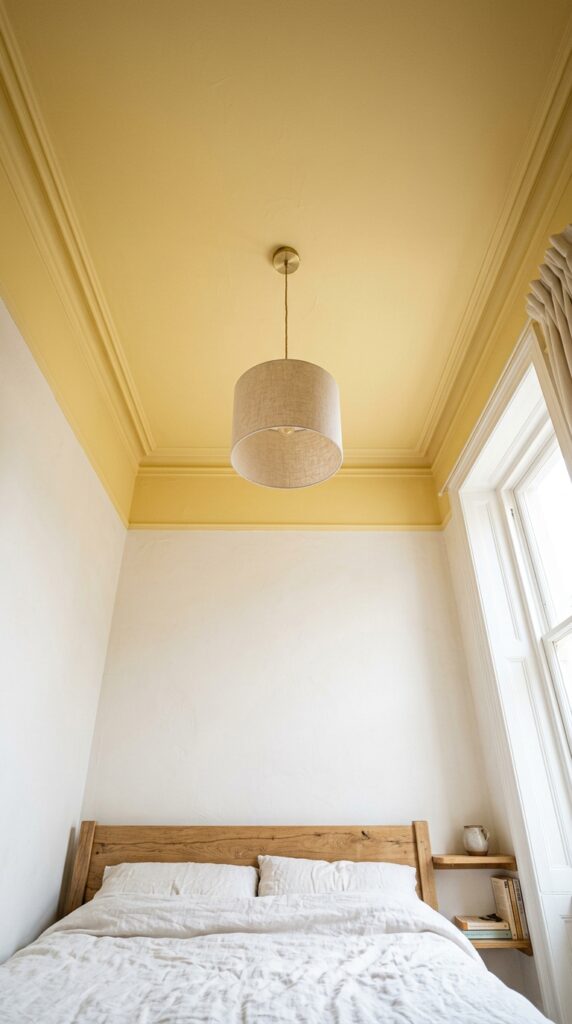 7 a looking up photograph of a bedroom ceiling paint