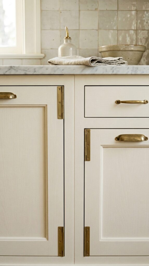 7 a medium close up of inset cabinetry painted in a 