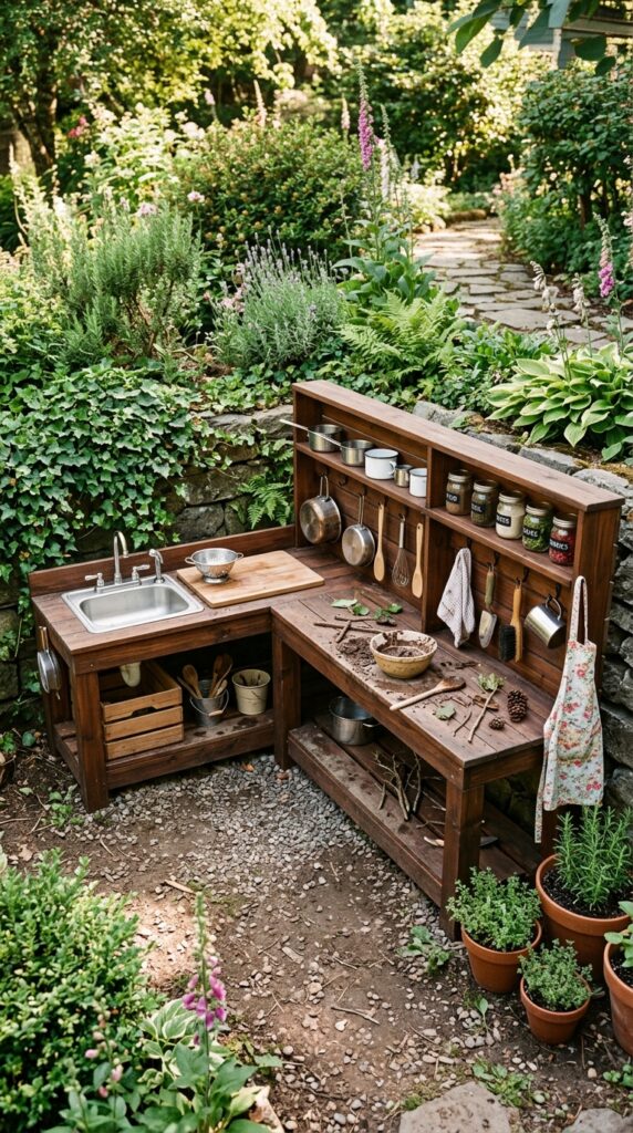 12 Simple Mud Kitchen Ideas for a Fun Play Area 7 image prompt an l shaped childrens mud kitchen bui