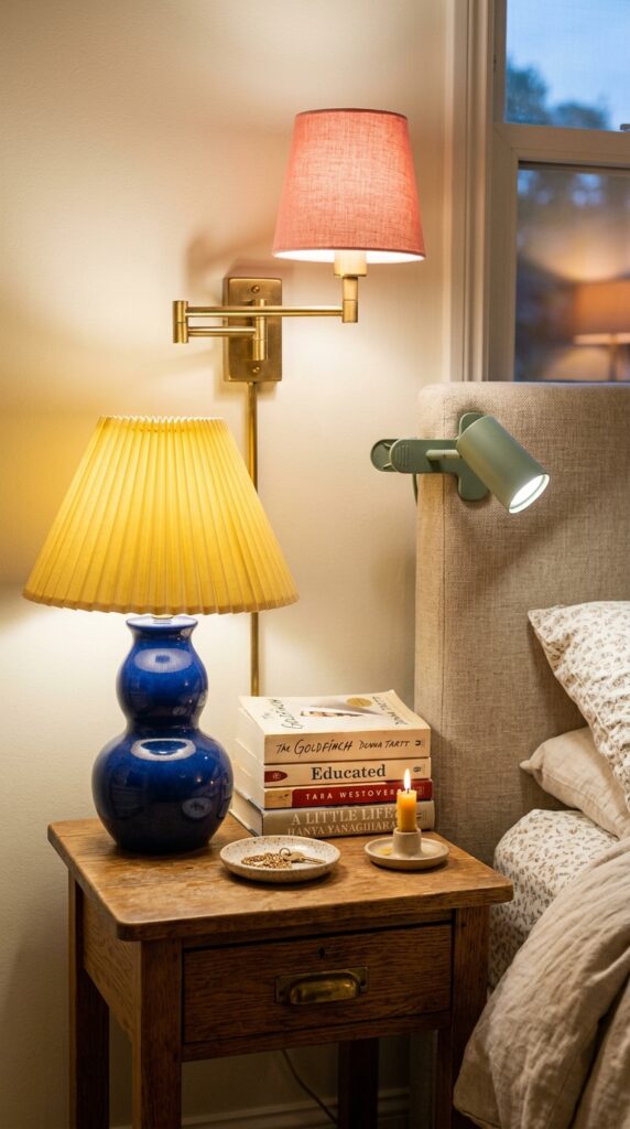 7 image prompt detail shot of a bedside vignette a s
