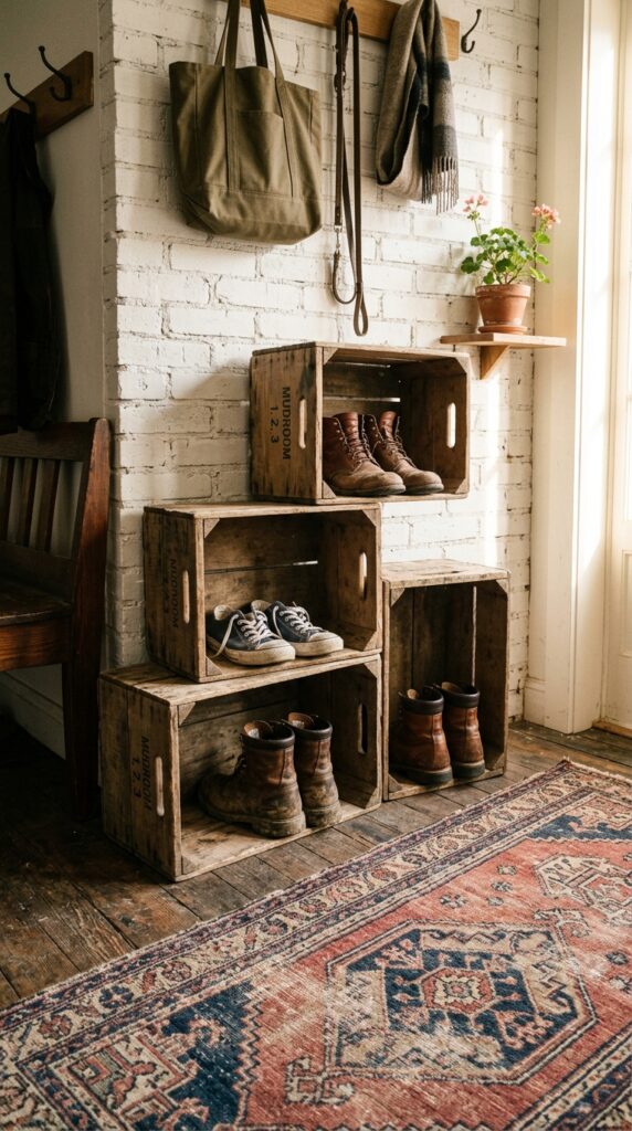 7 image prompt three rustic wooden crates stacked in