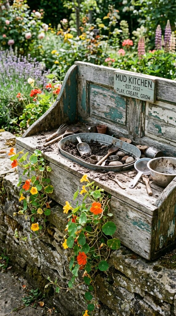 12 Easy Mud Kitchen Ideas for a Small Backyard 8 a mud kitchen built directly into an oversized woo