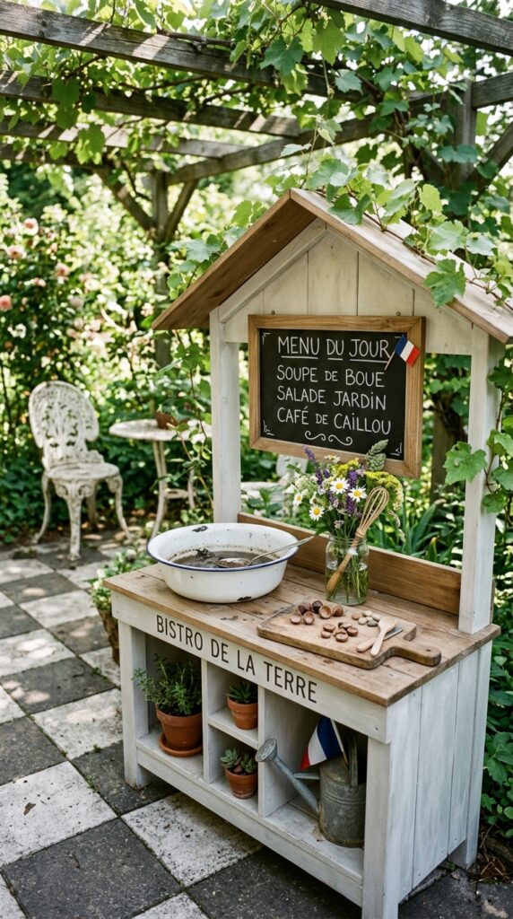8 a petite outdoor mud kitchen styled like a tiny fr