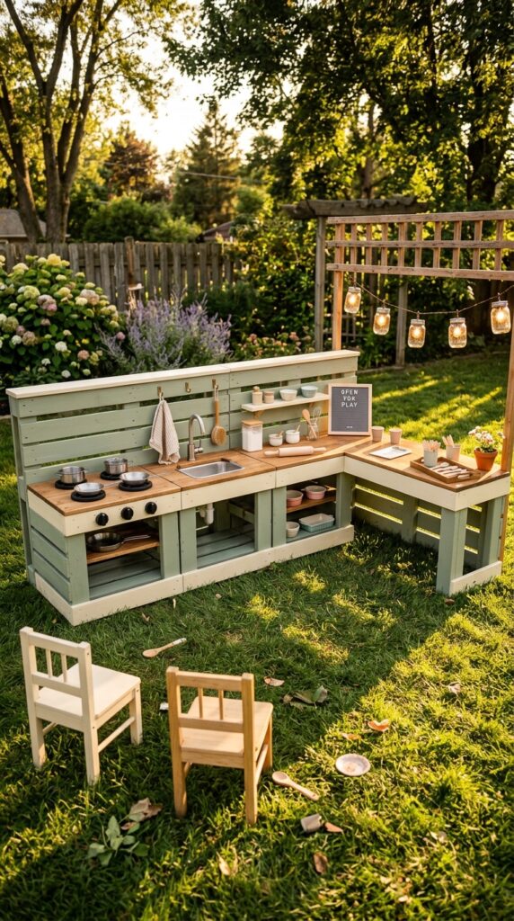 8 a sprawling outdoor play kitchen made from four pa