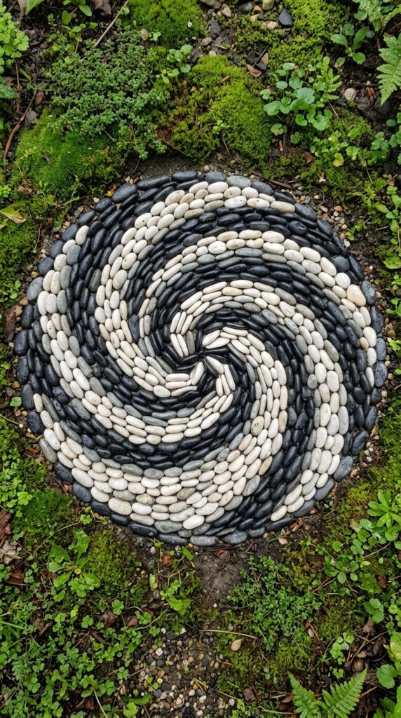 8 a top down close up of a circular section of garde