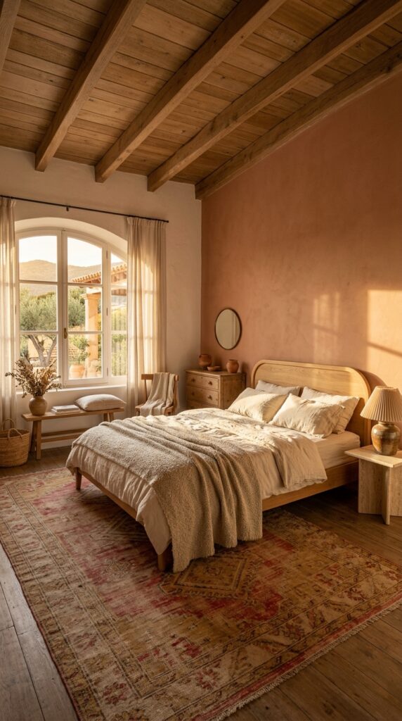 8 a wide angle photograph of a sun soaked bedroom wi