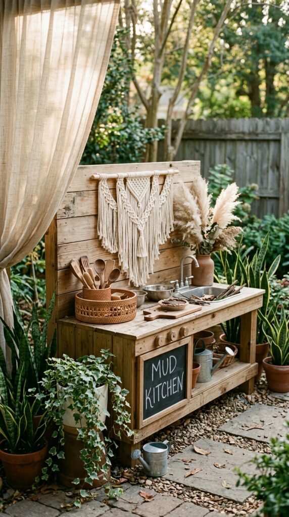 8 a wooden mud kitchen with natural wood tones decor